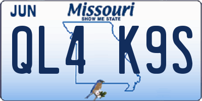 MO license plate QL4K9S
