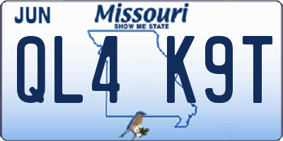 MO license plate QL4K9T