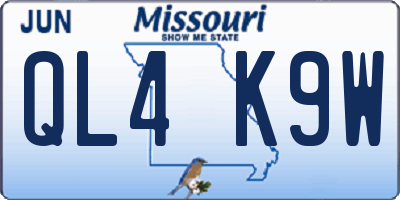 MO license plate QL4K9W