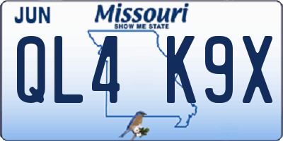 MO license plate QL4K9X