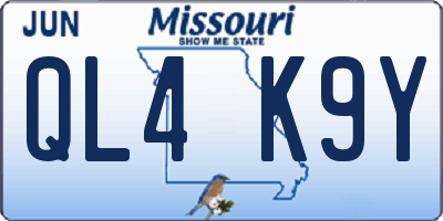 MO license plate QL4K9Y