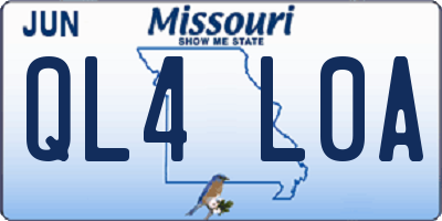 MO license plate QL4L0A