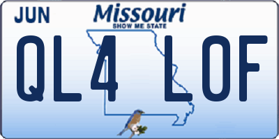 MO license plate QL4L0F