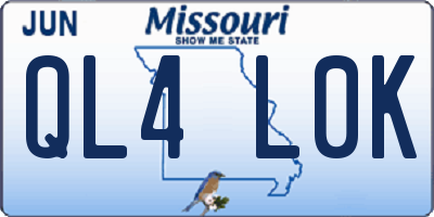 MO license plate QL4L0K