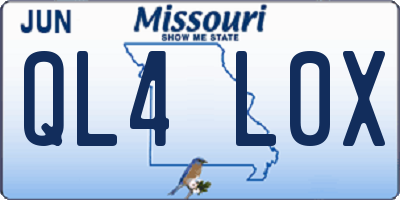 MO license plate QL4L0X