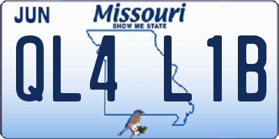 MO license plate QL4L1B