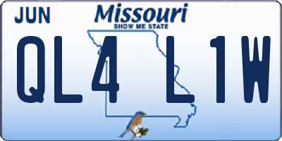 MO license plate QL4L1W
