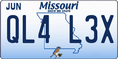 MO license plate QL4L3X