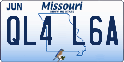 MO license plate QL4L6A