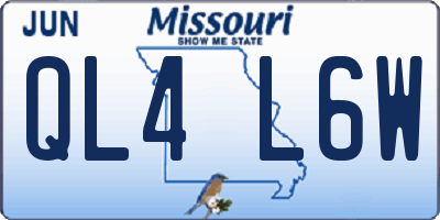 MO license plate QL4L6W