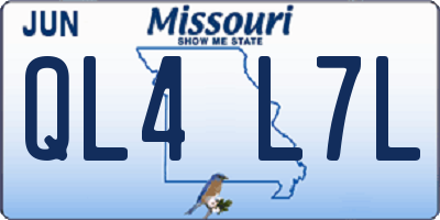 MO license plate QL4L7L