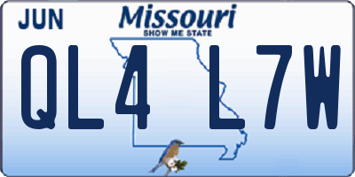 MO license plate QL4L7W