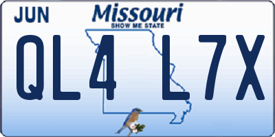 MO license plate QL4L7X