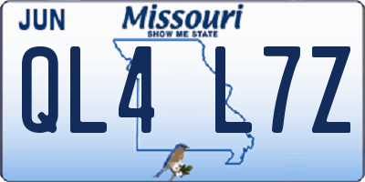 MO license plate QL4L7Z