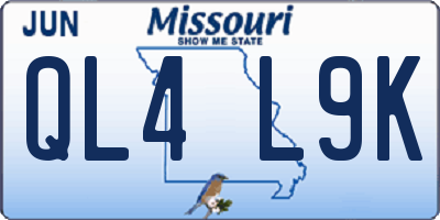 MO license plate QL4L9K