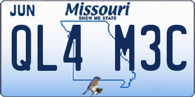 MO license plate QL4M3C