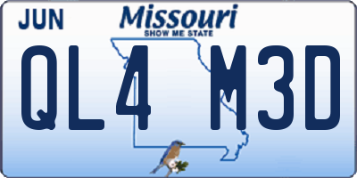 MO license plate QL4M3D