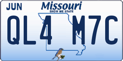 MO license plate QL4M7C