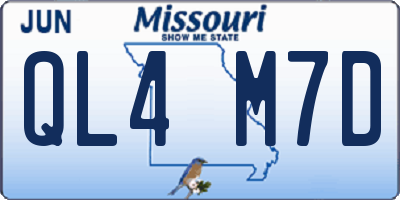 MO license plate QL4M7D