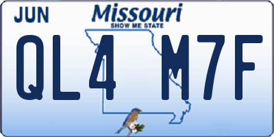 MO license plate QL4M7F