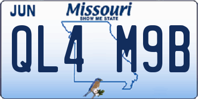 MO license plate QL4M9B