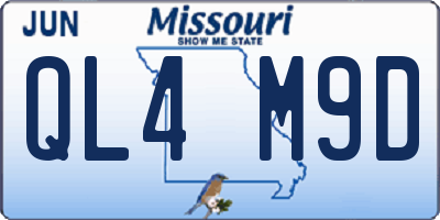 MO license plate QL4M9D