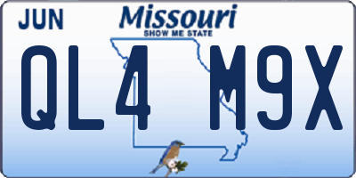 MO license plate QL4M9X