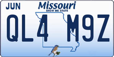 MO license plate QL4M9Z