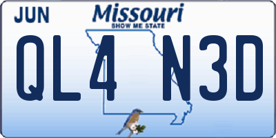 MO license plate QL4N3D