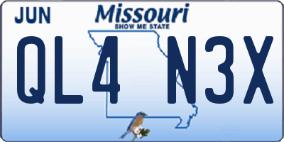MO license plate QL4N3X