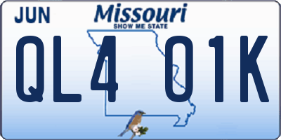 MO license plate QL4O1K