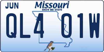 MO license plate QL4O1W