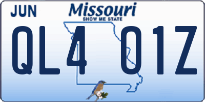 MO license plate QL4O1Z