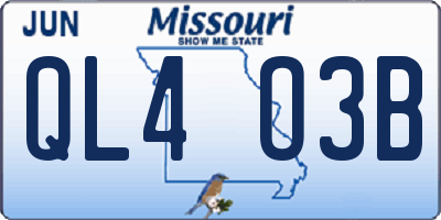 MO license plate QL4O3B