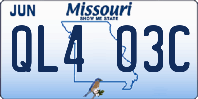 MO license plate QL4O3C
