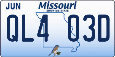 MO license plate QL4O3D