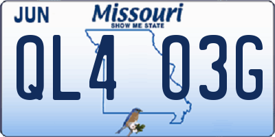 MO license plate QL4O3G