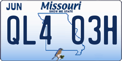 MO license plate QL4O3H