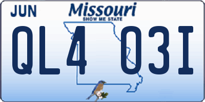 MO license plate QL4O3I