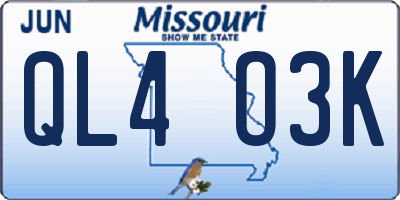 MO license plate QL4O3K