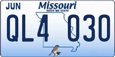 MO license plate QL4O3O