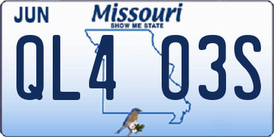 MO license plate QL4O3S