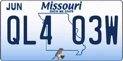 MO license plate QL4O3W