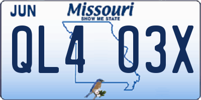 MO license plate QL4O3X