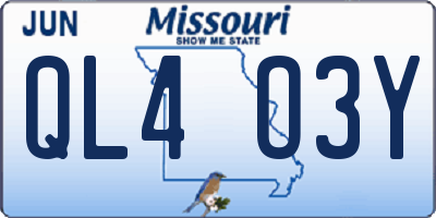 MO license plate QL4O3Y