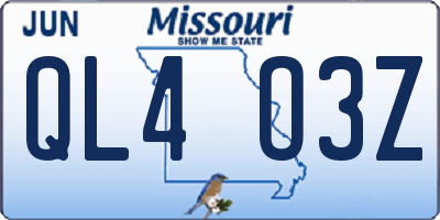 MO license plate QL4O3Z