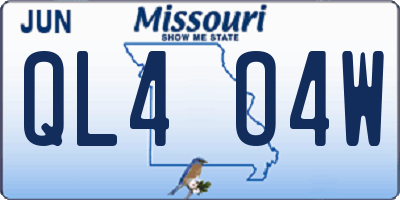 MO license plate QL4O4W
