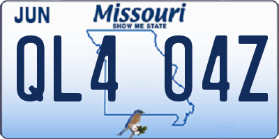 MO license plate QL4O4Z