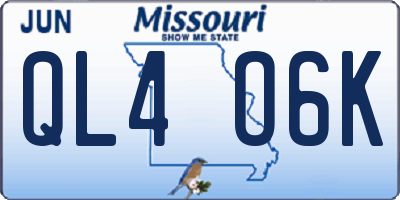 MO license plate QL4O6K