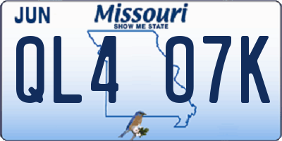 MO license plate QL4O7K